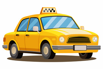 Yellow Taxi Cab with Checkered Roof Sign