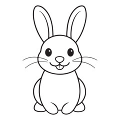 Adobe IllustratCute kawaii bunny and baby cartoon character coloring page vector illustration. Pet animal, mothers day colouring page for kidsor Artwork.