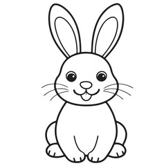 Adobe IllustratCute kawaii bunny and baby cartoon character coloring page vector illustration. Pet animal, mothers day colouring page for kidsor Artwork.