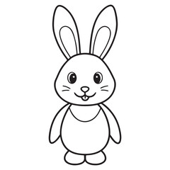 Adobe IllustratCute kawaii bunny and baby cartoon character coloring page vector illustration. Pet animal, mothers day colouring page for kidsor Artwork.