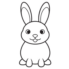Adobe IllustratCute kawaii bunny and baby cartoon character coloring page vector illustration. Pet animal, mothers day colouring page for kidsor Artwork.