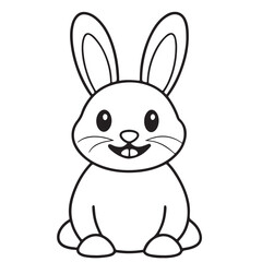 Adobe IllustratCute kawaii bunny and baby cartoon character coloring page vector illustration. Pet animal, mothers day colouring page for kidsor Artwork.