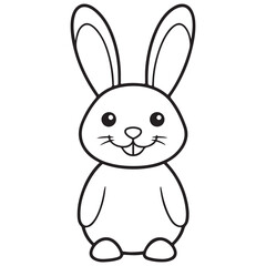 Adobe IllustratCute kawaii bunny and baby cartoon character coloring page vector illustration. Pet animal, mothers day colouring page for kidsor Artwork.