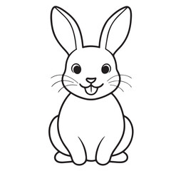 Adobe IllustratCute kawaii bunny and baby cartoon character coloring page vector illustration. Pet animal, mothers day colouring page for kidsor Artwork.