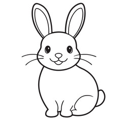 Obraz premium Adobe IllustratCute kawaii bunny and baby cartoon character coloring page vector illustration. Pet animal, mothers day colouring page for kidsor Artwork.