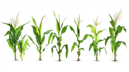 Fototapeta premium Collection corn plant isolated on a white background