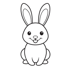 Obraz premium Adobe IllustratCute kawaii bunny and baby cartoon character coloring page vector illustration. Pet animal, mothers day colouring page for kidsor Artwork.