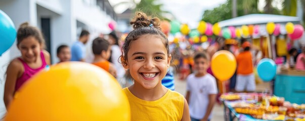 Labor Day neighborhood block party with traditional games, food stalls, and families gathering to celebrate