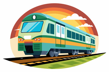 Train Traveling Through a Sunset with Clouds