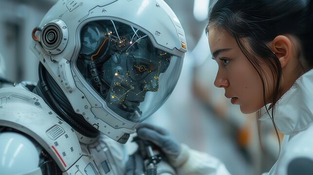 Innovative Collaboration: Alien and Human Partnership in High-Tech Lab Creating Future Technology
