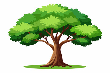 A Cartoon Illustration of a Green Tree with a Brown Trunk and a Green Base