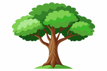 Cartoon Illustration of a Green Tree with Brown Trunk