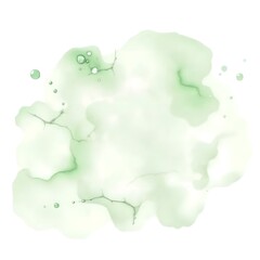 Soft green watercolour splash isolated middle on white background
