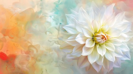 White dahlia flower texture on colorful background