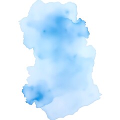 Soft blue watercolor middle on a white background