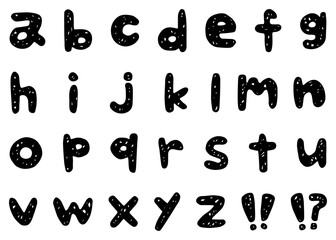 手書きのアルファベットセット、ローマ字のデコレーションセット、ポップなデザイン