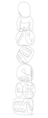 One continuous line of Baby and dice. Thin Line Illustration vector concept. Contour Drawing Creative ideas.