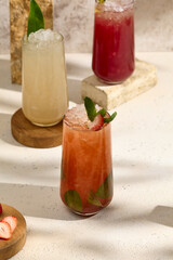 Refreshing Lemonade Trio on Light Background for Summer Beverage Concept