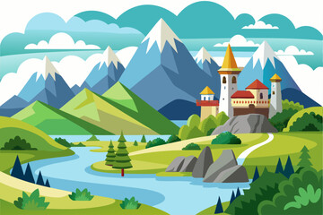 A Castle Perched on a Mountainside in a Scenic Valley