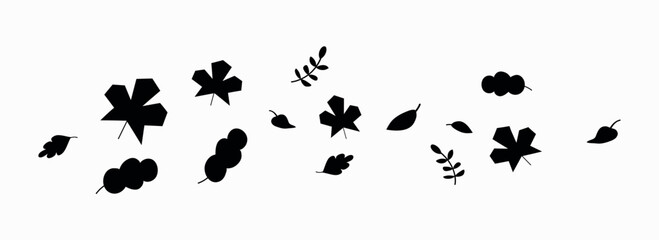 Autumn leaves blown by the wind silhouettes on a white background vector illustration banner