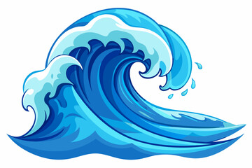 A Blue Ocean Wave Crashing and Splashing Water