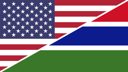 Obraz premium Gambia and United States flags combined in a split design vector, symbolizing international relations, global unity, and cultural exchange
