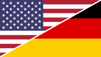 Germany and United States flags combined in a split design vector, symbolizing international relations, global unity, and cultural exchange