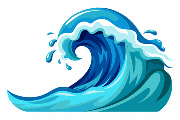 Blue Ocean Wave with White Foam and Water Droplets