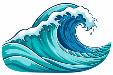 A Stylized Blue Ocean Wave with White Foam