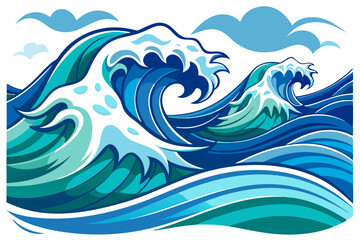 Stylized illustration of ocean waves crashing against each other
