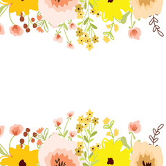 Colorful wild flower frames for wedding, birthday, cards, backgrounds, invitations, wallpapers, stickers, decorations, etc.