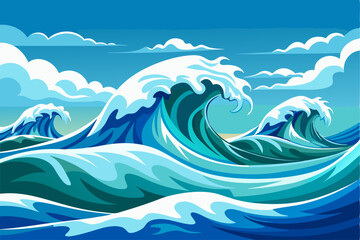 Abstract Illustration of Large Ocean Waves