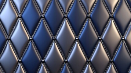 Luxurious Geometric 3D Clay Wallpaper with Diamond Pattern in Deep Blue and Silver