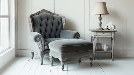 グレーの椅子　シンプルモダンなインテリアの部屋