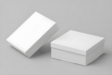 White Blank of Two Boxes 3D Mockup for Magnetic Gift Box Packaging
