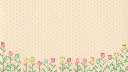 Pastel Tulips and Hearts Pattern Background