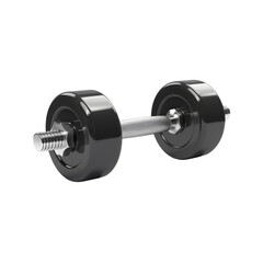 Fototapeta premium High-quality black dumbbell with metallic handle isolated on white background, perfect for fitness, gym, and workout designs.