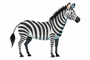 Fototapeta premium A Cartoon Zebra with Black and White Stripes Standing on a White Background