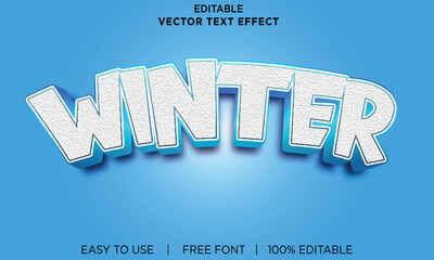 Winter 3d text design font effect.