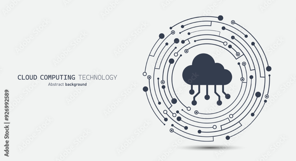 Poster Cloud with circuit icon on circuit board. Cloud computing technology Internet and cyber technology concept. Datacenter and data cloud storage technology. Vector illustration for web and template.