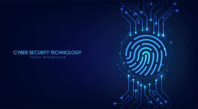 Fingerprint scanning on circuit board. secure system concept with a fingerprint. Cyber security technology concept abstract background futuristic Hi-tech style. Vector and Illustration.