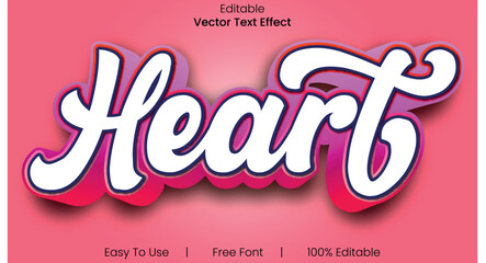 Heart 3d text design font effect.