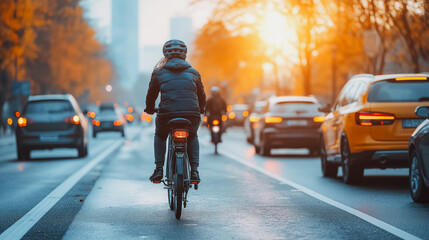Naklejka premium Transportation options with cars, bikes, and scooters
