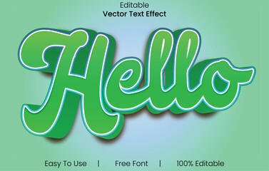 Hello 3d text design font effect.