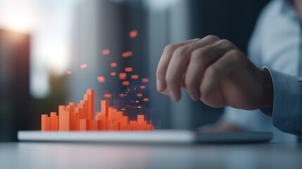 Data streams transforming into abstract charts and graphs on a transparent display.