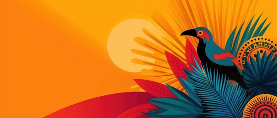 Fototapeta premium Abstract depiction of the Hispanic identity, with cultural symbols, patterns, and colors intertwined into one cohesive form, Cultural abstraction, Symbolic Identity