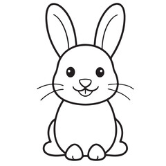 Adobe IllustratCute kawaii bunny and baby cartoon character coloring page vector illustration. Pet animal, mothers day colouring page for kidsor Artwork.