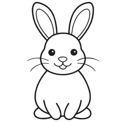 Adobe IllustratCute kawaii bunny and baby cartoon character coloring page vector illustration. Pet animal, mothers day colouring page for kidsor Artwork.