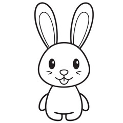 Adobe IllustratCute kawaii bunny and baby cartoon character coloring page vector illustration. Pet animal, mothers day colouring page for kidsor Artwork.