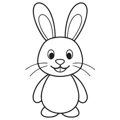 Adobe IllustratCute kawaii bunny and baby cartoon character coloring page vector illustration. Pet animal, mothers day colouring page for kidsor Artwork.